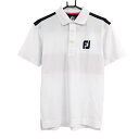 フットジョイ 半袖ポロシャツ 白×ネイビー 背面肩・胸ライン 胸ワッペン メンズ M ゴルフウェア FootJoy