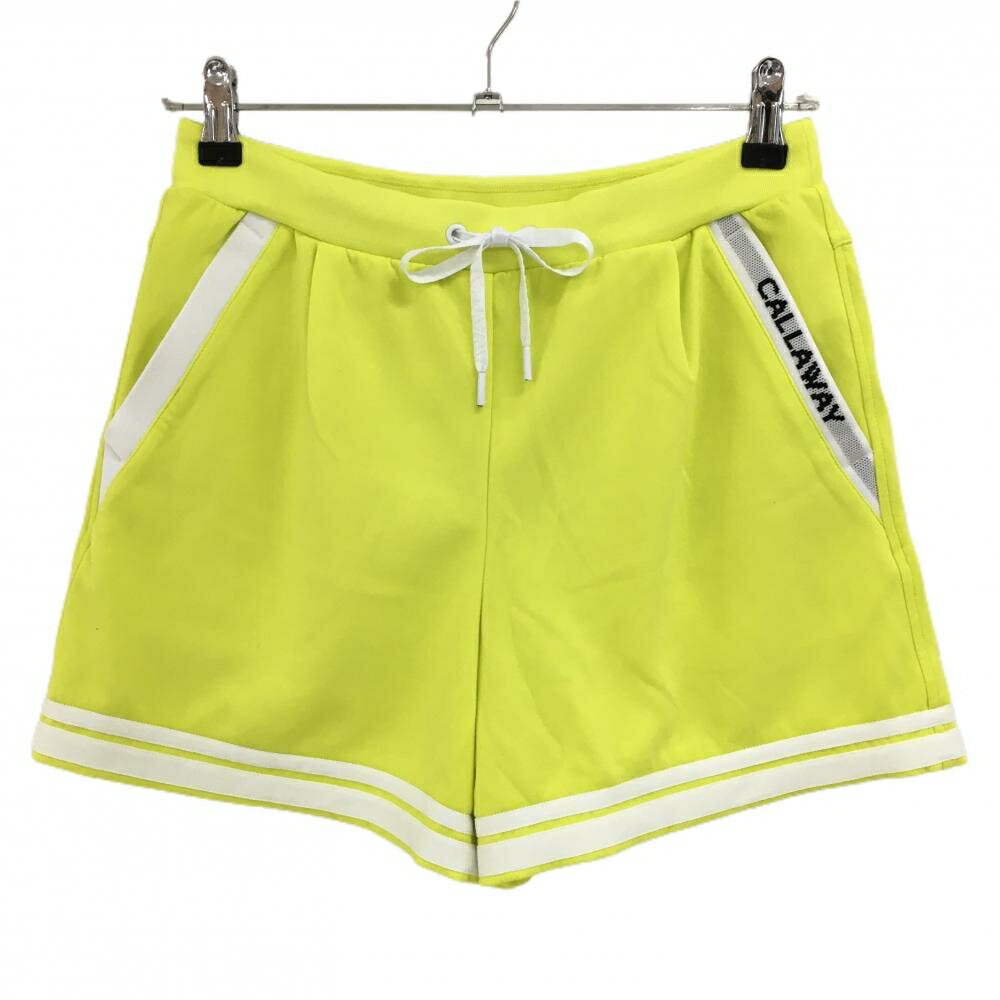 【超美品】キャロウェイ ショートパンツ イエロー×白 裾ライン ポケット口ロゴ ストレッチ レディース ..
