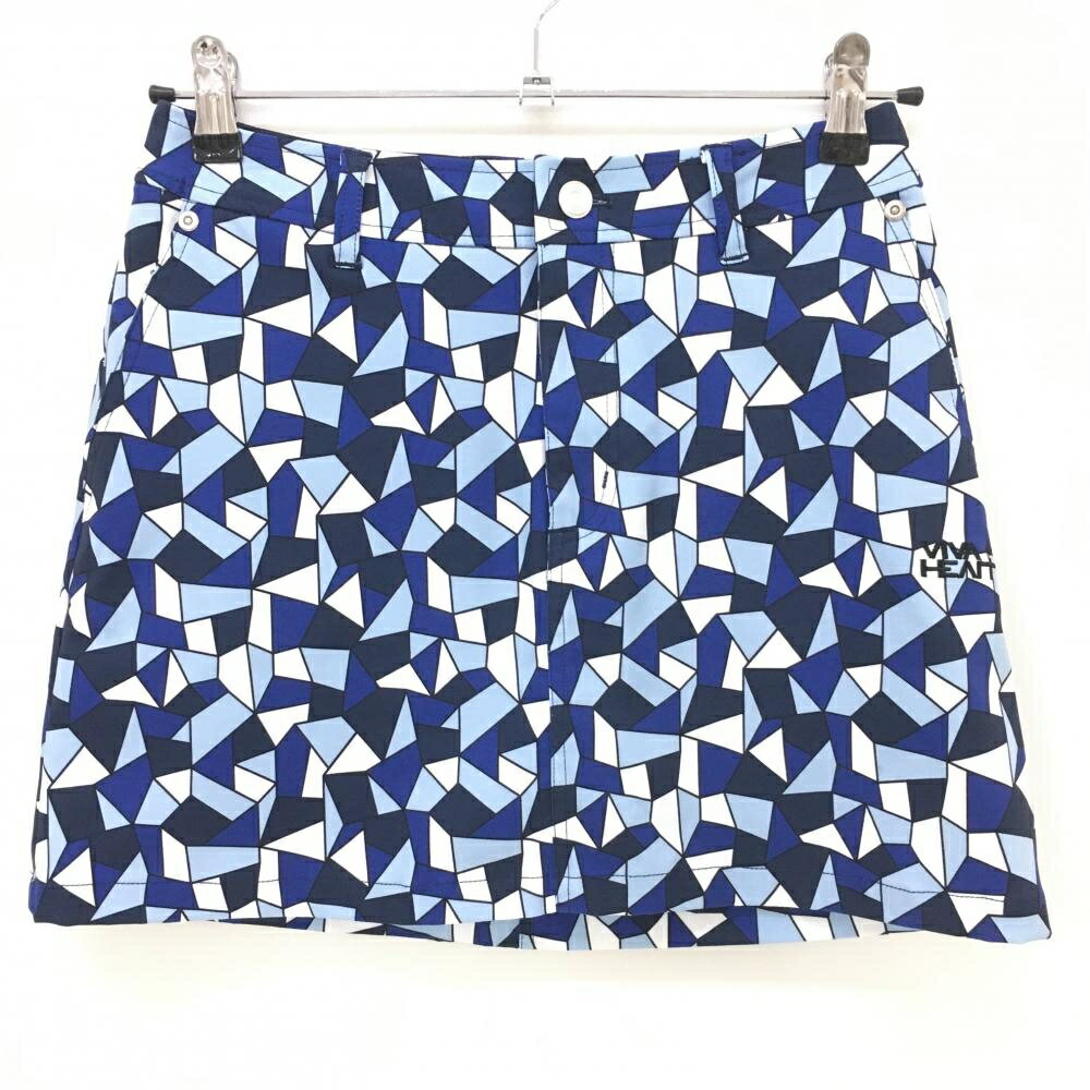 【超美品】ビバハート スカート ネイビー×ブルー 総柄 ストレッチ 内側インナーパンツ レディース 38(S) ゴルフウェア VIVA HEART