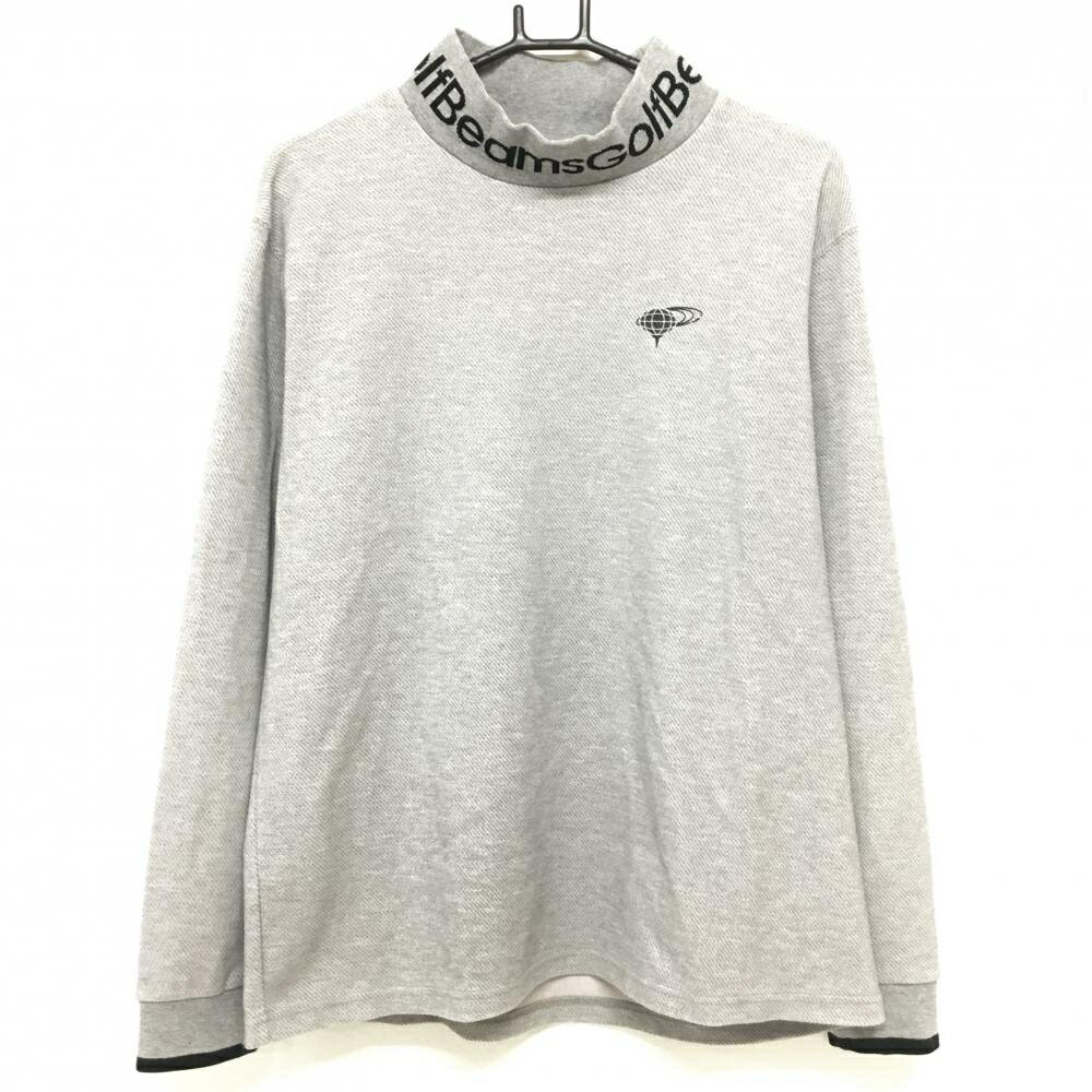 【美品】ビームスゴルフ ハイネックトレーナー グレー×黒 ネックロゴ メンズ L ゴルフウェア BEAMS GOLF