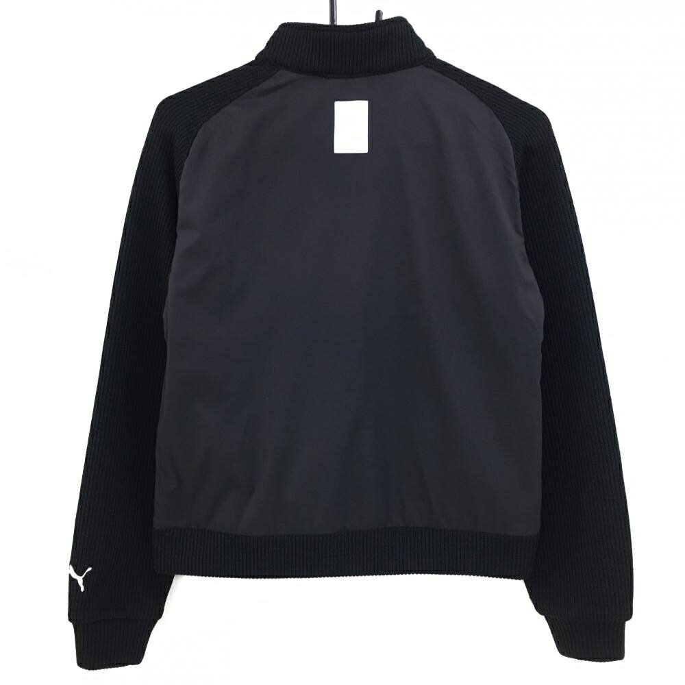 【新品】プーマ 異素材ジャケット 黒×白 ネック・袖ニット 裏微起毛 レディース S ゴルフウェア PUMA