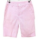 フィラゴルフ ハーフパンツ ピンク×白 細ストライプ ストレッチ レディース M ゴルフウェア FILA GOLF