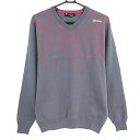 【超美品】スリクソンバイデサント セーター グレー×ピンク 上部柄 ニット Vネック メンズ LL ゴルフウェア SRIXON