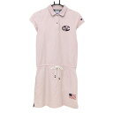 【美品】チャンピオン 半袖ポロワンピース ライトピンク 襟裏チェック&ロゴ レディース MEDIUM ゴルフウェア Champion