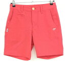 【美品】マスターバニー ハーフパンツ レッド サッカー生地 ストレッチ レディース 1(M) ゴルフウェア MASTER BUNNY EDITION