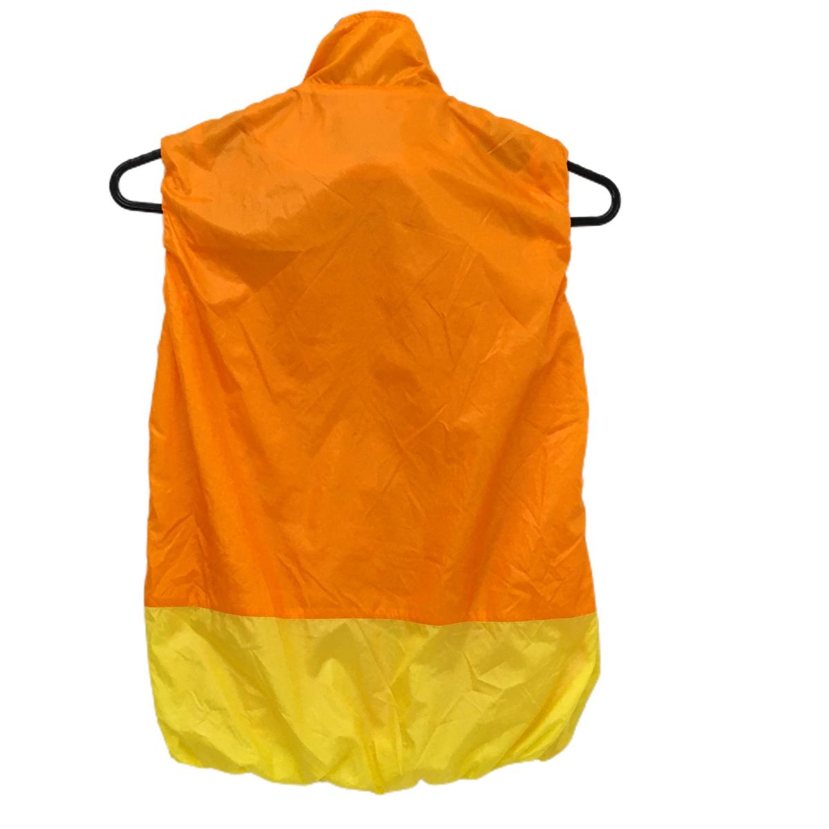 【超美品】カッパ ナイロンベスト オレンジ×イエロー ワッペン バイカラー 裏地メッシュ レディース M ゴルフウェア Kappa