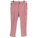 【超美品】アディダス パンツ レッドピンク×白 チェック柄 バックロゴ刺しゅう レディース L/G ゴルフウェア adidas