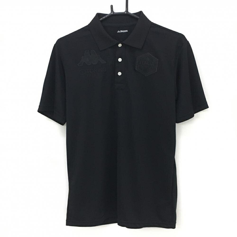 Kappa - 【美品】カッパ 半袖ポロシャツ 黒 ビッグロゴ刺しゅう メンズ L ゴルフウェア Kappa