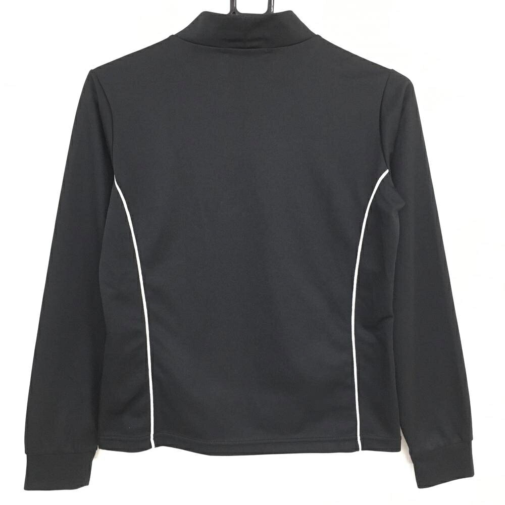 【美品】スリクソン 長袖ハイネックシャツ 黒×白 ロゴ刺しゅう レディース M ゴルフウェア SRIXON