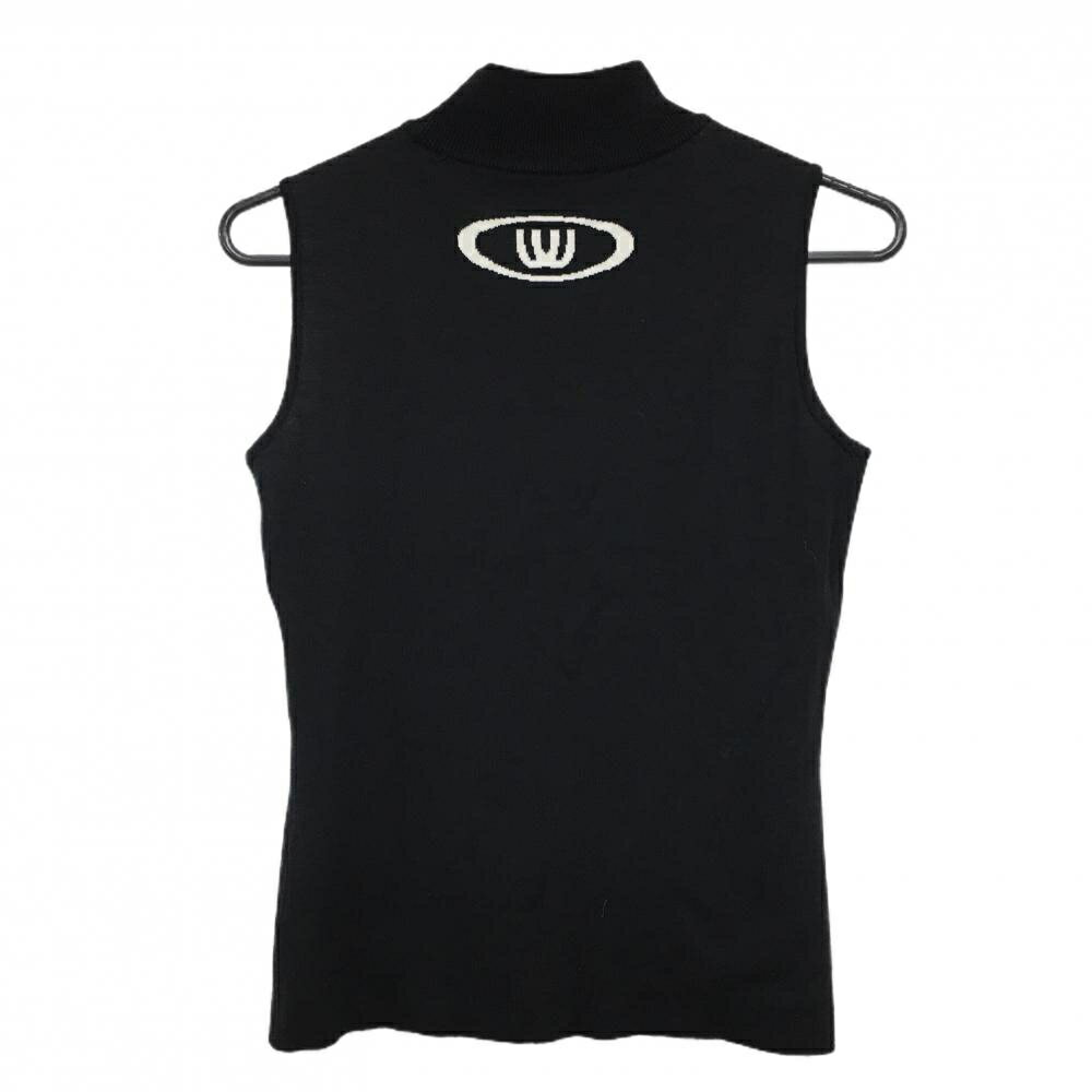 MUスポーツ ハイネックニットベスト 黒×白 ビッグ柄 レディース 表記無し ゴルフウ...