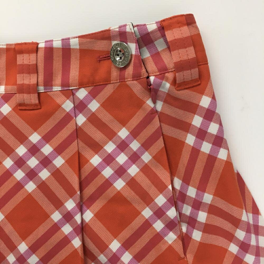 【超美品】サマンサタバサUNDER25 スカート オレンジ×ピンク チェック レディース M ゴルフウェア Samantha Thavasa