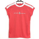 【超美品】アルチビオ 半袖ハイネックシャツ ピンク×白 白地メッシュ フロントロゴ レディース 36(S) ゴルフウェア archivio