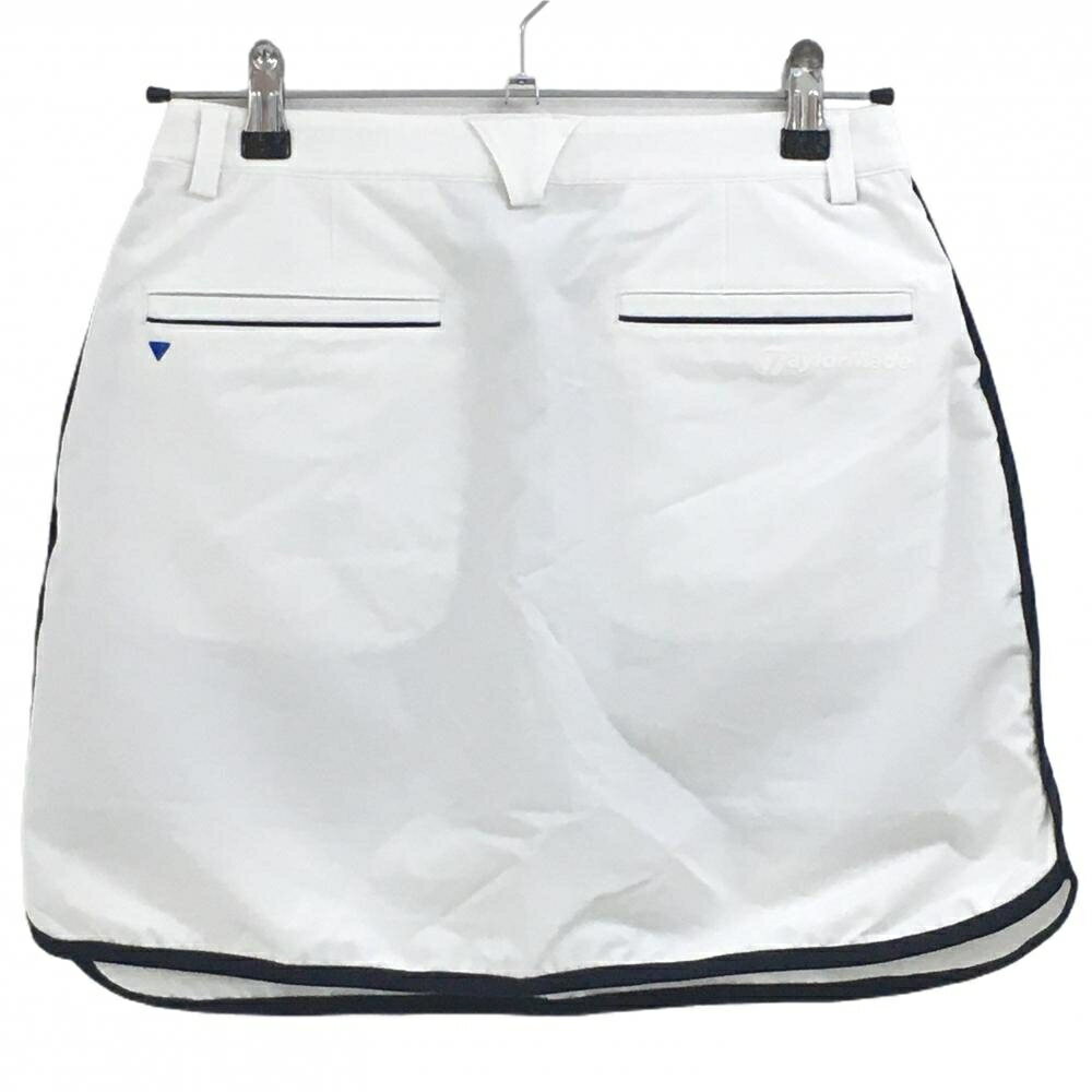 【美品】テーラーメイド スカート 白×ネイビー サイドライン 内側インナーパンツ レディース S ゴルフウェア TaylorMade