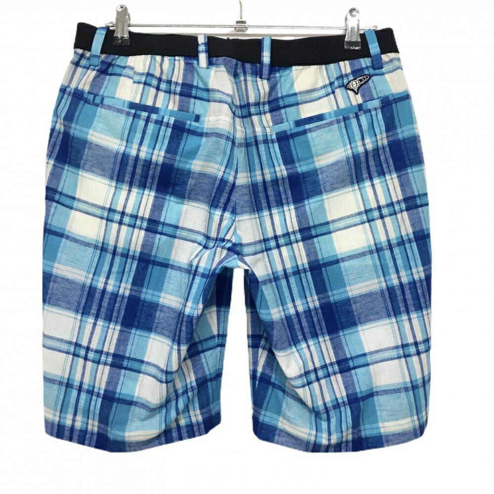 【超美品】ビームスゴルフ ハーフパンツ ブルー×白 チェック メッシュ調 メンズ 48...