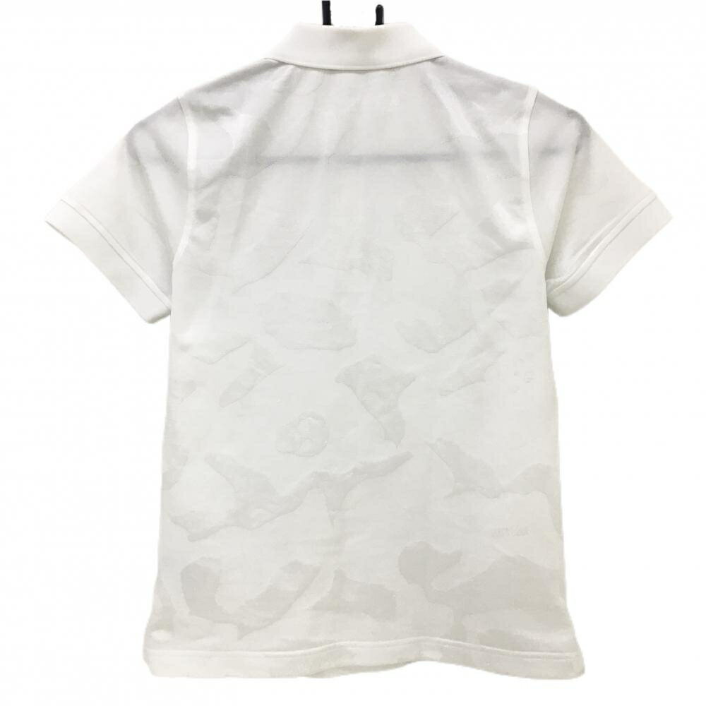 マークアンドロナ 半袖ポロシャツ 白 迷彩織生地 カモフラ スカル レディース 38(S) ゴルフウェア MARK＆LONA