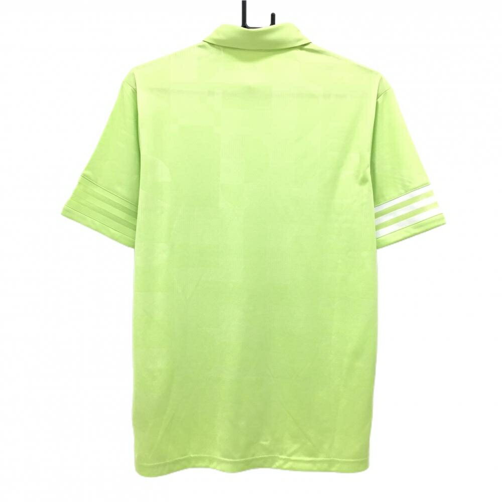 アディダス 半袖ポロシャツ ライトグリーン 総柄 袖一部メッシュ メンズ L ゴルフウェア adidas