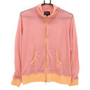 【美品】パーリーゲイツ ジップパーカー ピンク×オレンジ 薄手 アップル刺しゅう レディース 1(M) ゴルフウェア PEARLY GATES