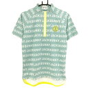 【当店ポイント5倍!6/4 20:00〜6/11 1:59まで】【超美品】ジャックバニー 半袖ハイネックシャツ 白×グリーン ロゴ総柄 ハーフジップ メンズ 4(M) ゴルフウェア Jack Bunny(4)