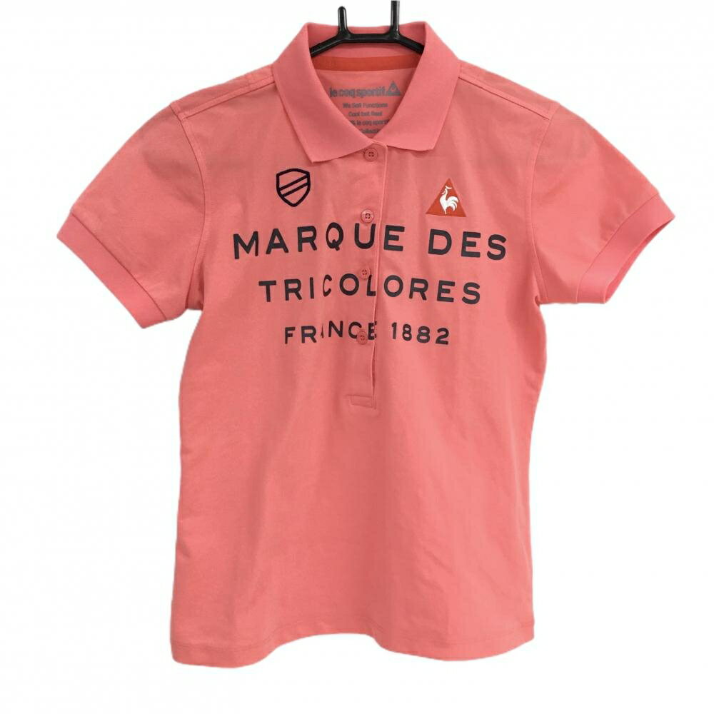 Le Coq - 【超美品】ルコック 半袖ポロシャツ オレンジレッド フロントロゴ レディース M ゴルフウェア le coq sportif