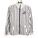 【超美品】アディダス ジャケット 白×ネイビー ストライプ 蓄熱裏地 薄手 レディース S/P ゴルフウェア adidas