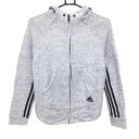 アディダス ジップパーカー 杢ライトブルー×ネイビー 袖下3ライン レディース 表記なし ゴルフウェア adidas