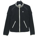 アディダス 2WAYジャケット 黒×白 ネックボーダー 袖着脱可 レディース M/M ゴルフウェア adidas