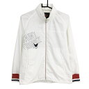 【美品】クランク ジャケットブルゾン 白×ネイビー フード収納可 裏地メッシュ レディース M ゴルフウェア CLUNK