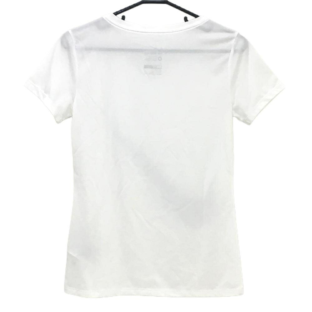 【超美品】ナイキ Tシャツ 白×黒 ロゴプリント ストレッチ DRY-FIT レディース M ゴルフウェア NIKE
