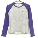【超美品】ナイキ 長袖Tシャツ グレー×パープル ストレッチ サムホール レディース SP ゴルフウェア NIKE