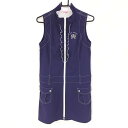 【美品】ビバハート レプリエ ノースリーブワンピース パープル×白 フリル ハイネック レディース 40(M) ゴルフウェア VIVA HEART