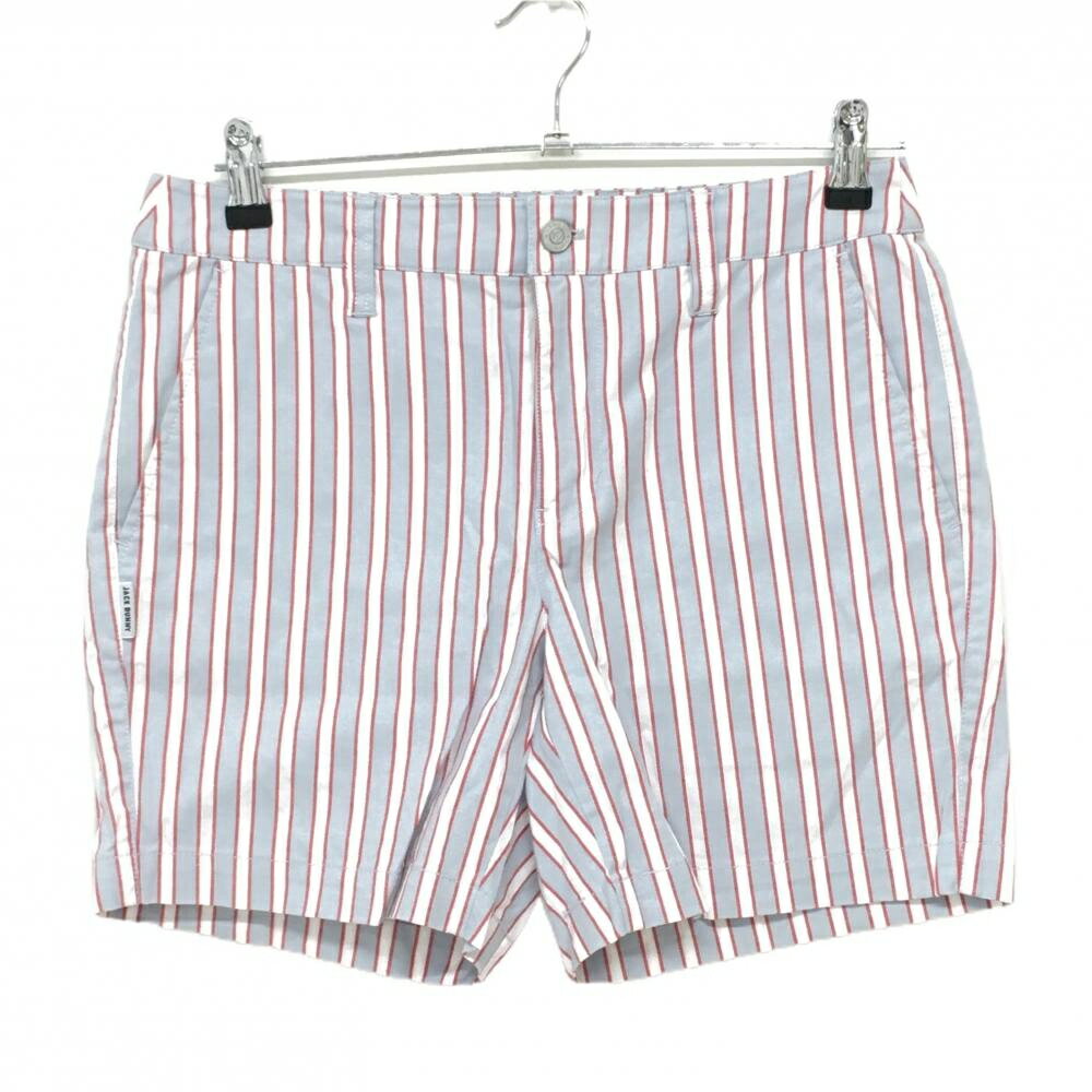 【美品】ジャックバニー ハーフパンツ ライログレー×白 ストライプ ストレッチ レ...