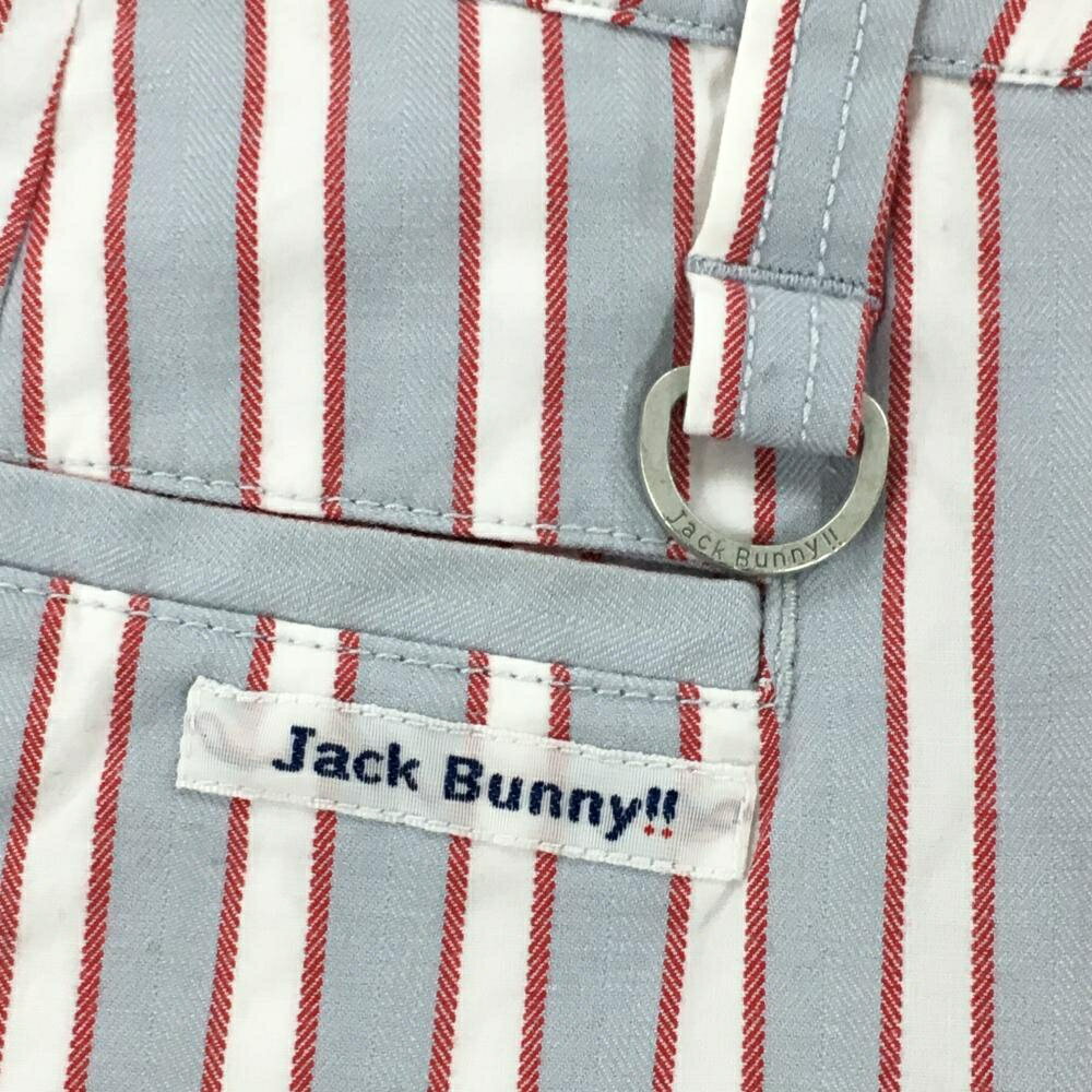 【美品】ジャックバニー ハーフパンツ ライログレー×白 ストライプ ストレッチ レ...
