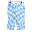 【超美品】アディダス 七分丈パンツ ブルー×白 チェック ストレッチ レディース S/P ゴルフウェア adidas