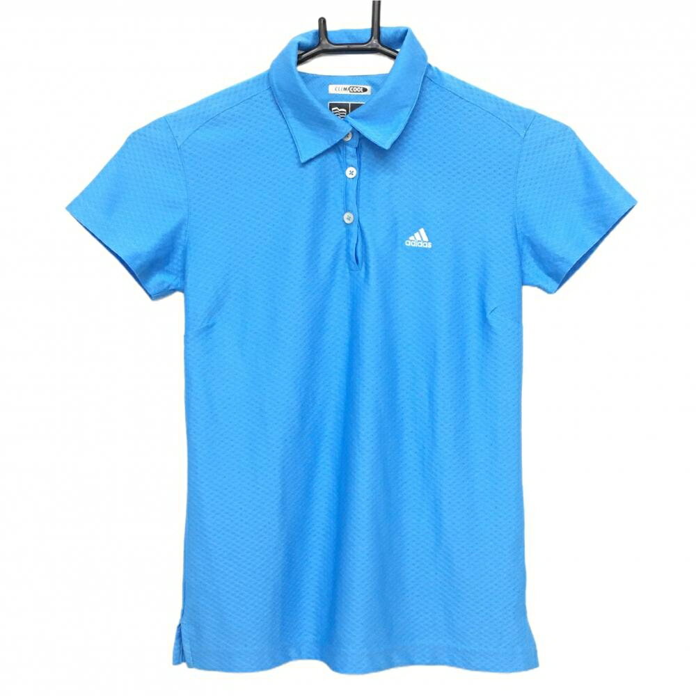 ADIDAS - 【美品】アディダス 半袖ポロシャツ ライトブルー 織生地 ロゴ刺しゅう レディース XS/TP ゴルフウェア adidas