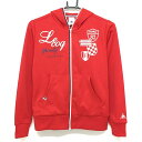 【超美品】ルコック ジップパーカー レッド×白 フロントプリント レディース M ゴルフウェア le coq sportif
