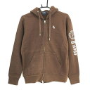 【超美品】パーリーゲイツ ジップパーカー ブラウン×白 チェック織生地 レディース 1(M) ゴルフウェア 2023年モデル PEARLY GATES