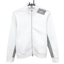 【超美品】ニューバランスゴルフ ジャケット 白×グレー 凹凸生地 ロゴ レディース 1(M) ゴルフウェア 2023年モデル New Balance
