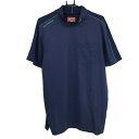 【超美品】ニューバランスゴルフ 半袖ハイネックシャツ ネイビー 切替 胸ポケット メンズ 7(2XL) ゴルフウェア 大きいサイズ New Balance(4)