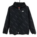 【美品】ニューバランスゴルフ ジップパーカー 黒×グレー ロゴ総柄 裏メッシュ レディース 2(L) ゴルフウェア 2024年モデル New Balance