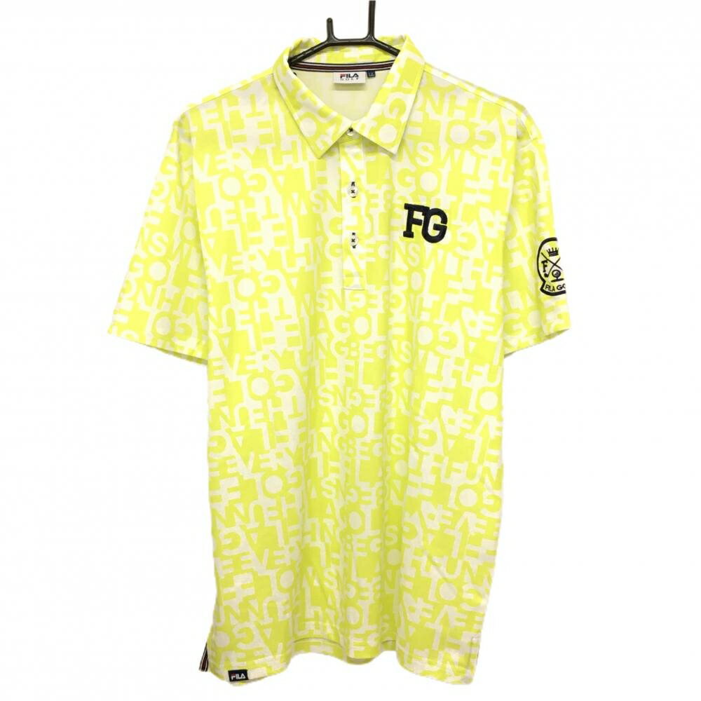 Other - 【超美品】フィラゴルフ 半袖ポロシャツ 白×ライトグリーン 英字柄 刺しゅう メンズ LL ゴルフウェア FILA GOLF