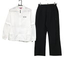 レイトンハウス レインウェア(2WAYジャケット×パンツ) 白×黒 袖着脱可 収納袋付き レディース M ゴルフウェア 2024年モデル LEYTON HOUSE