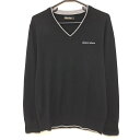 テーラーメイド セーター 黒×グレー Vネック ウール混 ニット メンズ O(XL) ゴルフウェア TaylorMade