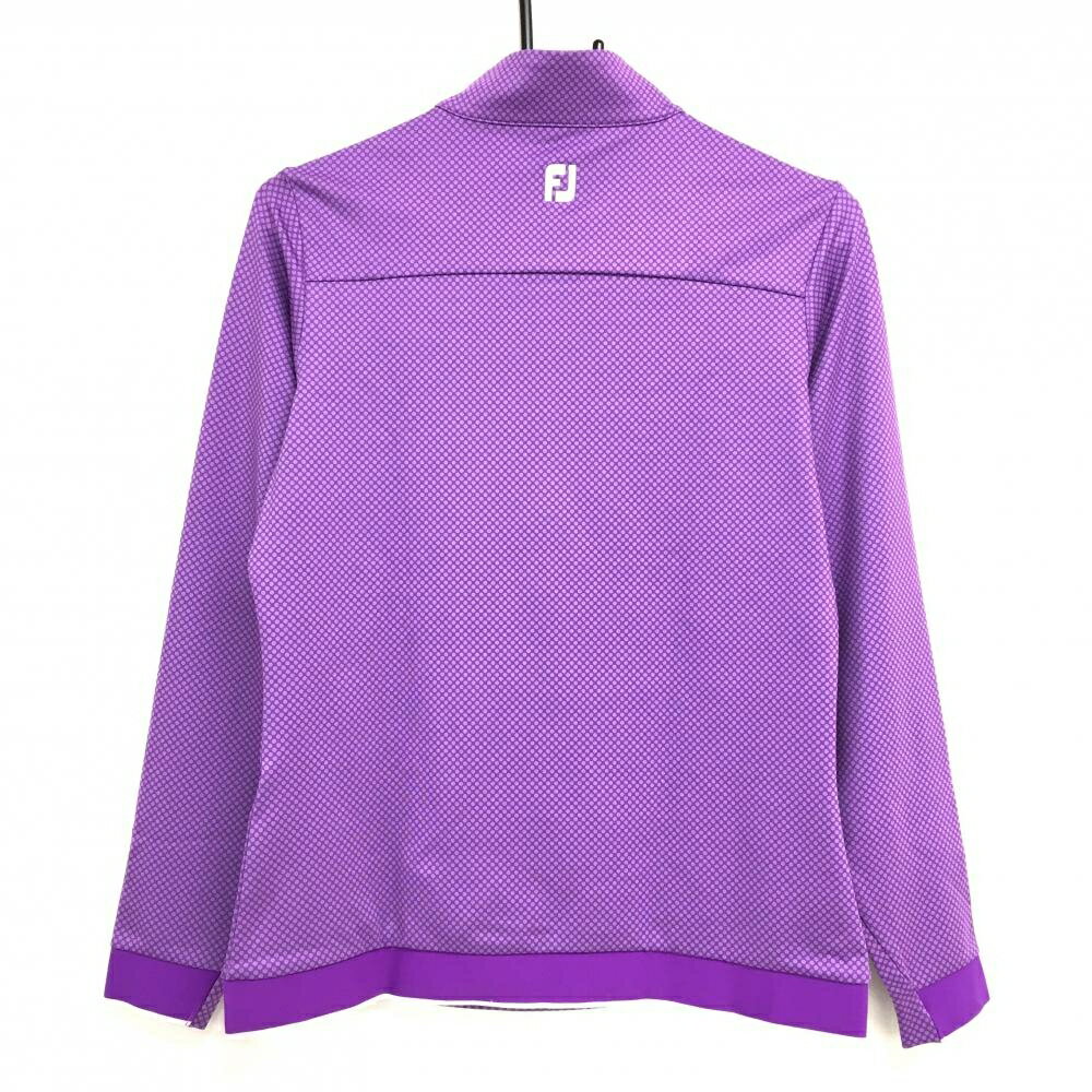 【超美品】フットジョイ 長袖ハイネックシャツ パープル ハーフジップ ドット レディース M ゴルフウェア FootJoy
