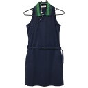 【新品】マークアンドロナ ノースリーブワンピース ネイビー×グリーン ラバースカル レディース 38(M) ゴルフウェア MARK&LONA