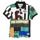 【新品】ホーンガーメント 半袖ポロシャツ 黒×グリーン×マルチ 総柄 レディース 38(M) ゴルフウェア 2023年モデル MARK&LONA