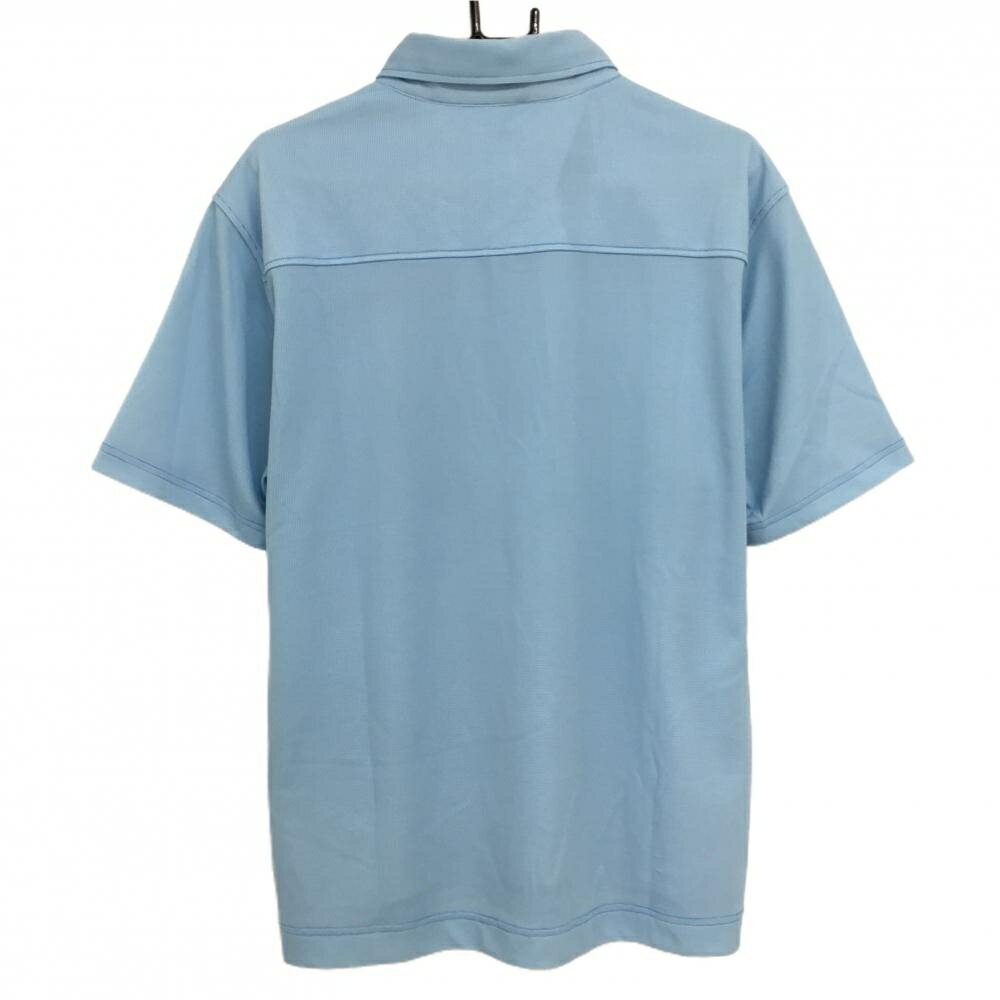 【美品】カッターアンドバック 半袖ポロシャツ ライトブルー 織生地 ボタンダウン メンズ LL ゴルフウェア 大きいサイズ CUTTER＆BUCK
