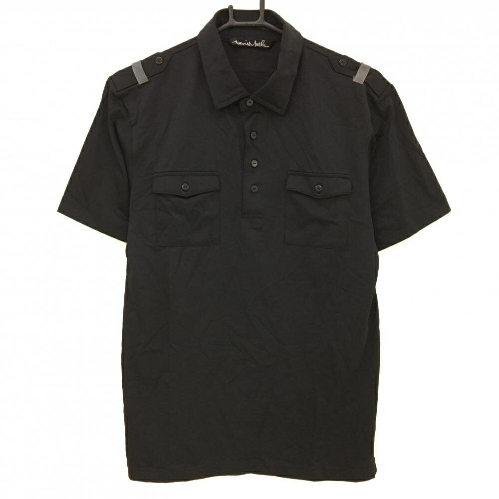 【美品】トラヴィスマシュー 半袖ポロシャツ 黒 胸ポケット メンズ S ゴルフウェア TravisMathew