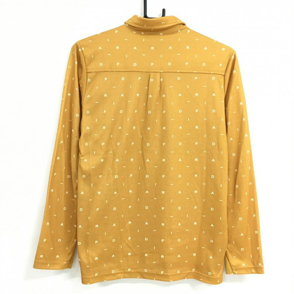 【美品】フィドラ 長袖ポロシャツ イエローブラウン×白 ロゴ総柄 レディース XL/TG ゴルフウェア FIDRA