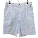 カッターアンドバック ハーフパンツ ライトブルー×白 ストライプ柄 総柄 サッカー生地 メンズ L ゴルフウェア CUTTER&BUCK(4)