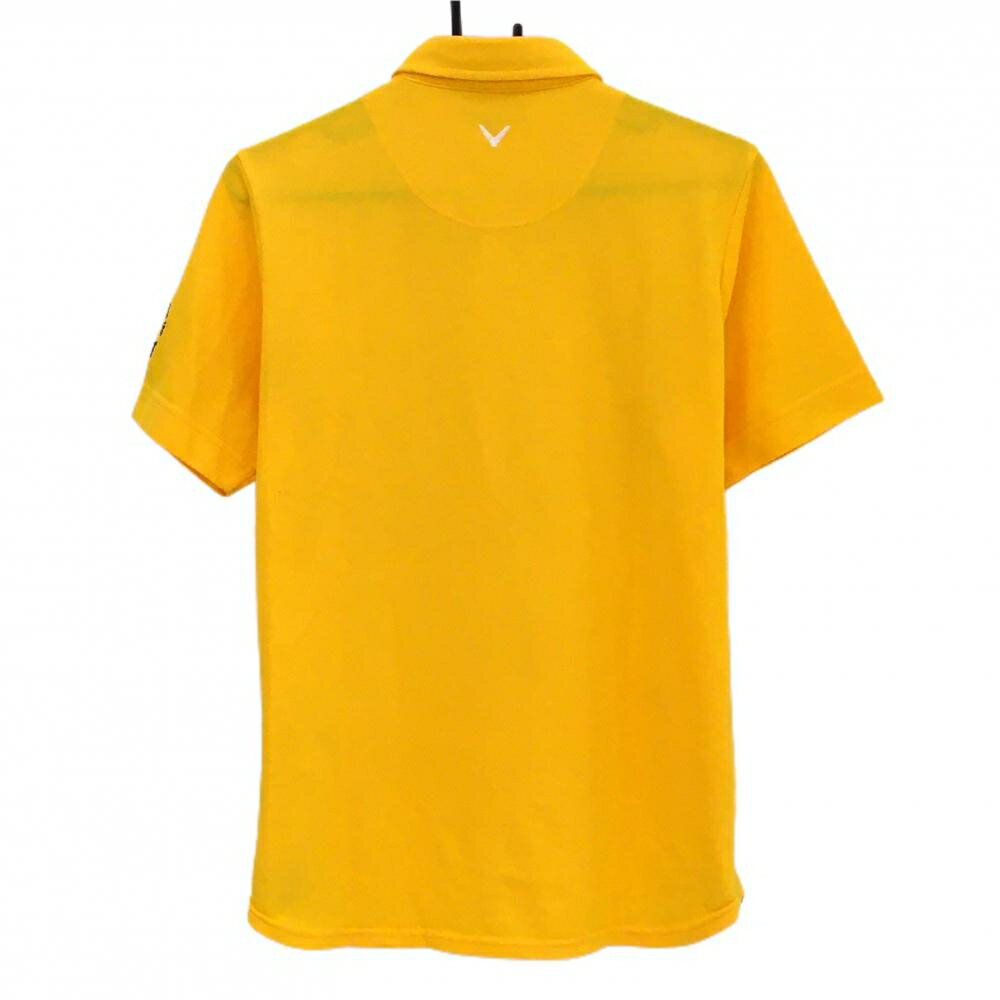 【美品】キャロウェイ 半袖ポロシャツ イエロー ロゴ刺しゅう メンズ L ゴルフウェア Callaway